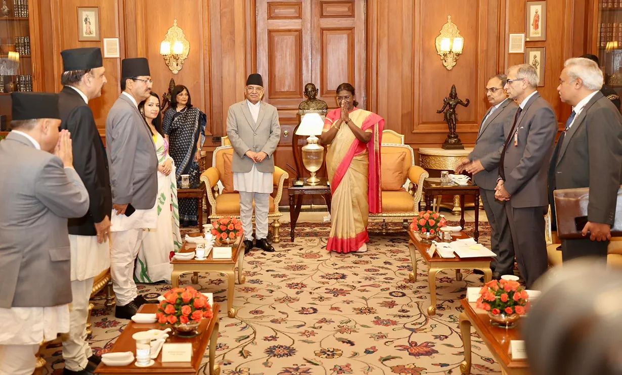 प्रधानमन्त्री प्रचण्ड र भारतकी राष्ट्रपति द्रौपदी मुर्मुबिच शिष्टाचार भेटवार्ता